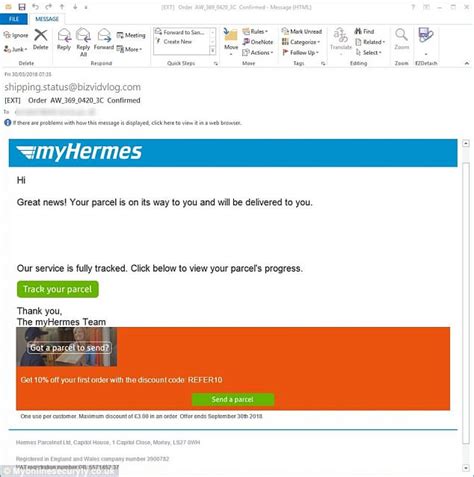 hermes benachrichtung fake abholung|phishing mails Hermes.